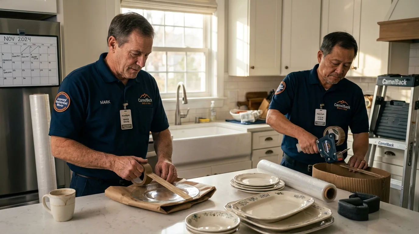 Professional crew packing kitchen dishware in Altoona, PA